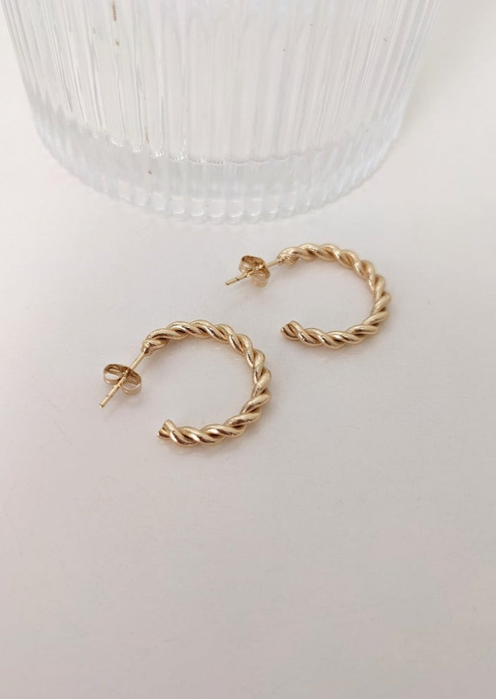 Kate Mini Twist Gold Hoops by Layer the Love
