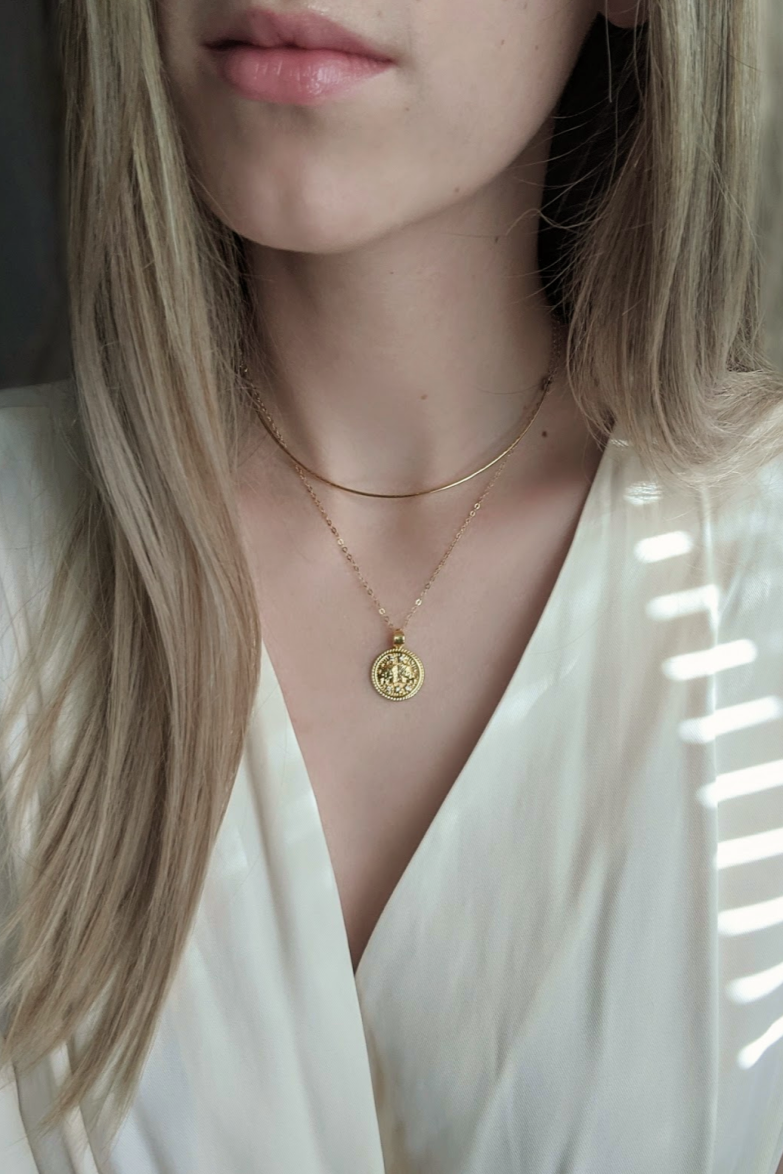 Gold Zodiac Coin Necklaces by Layer the Love