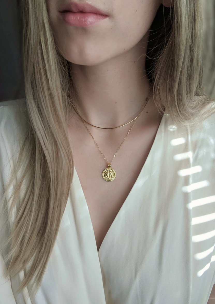 Gold Zodiac Coin Necklaces by Layer the Love