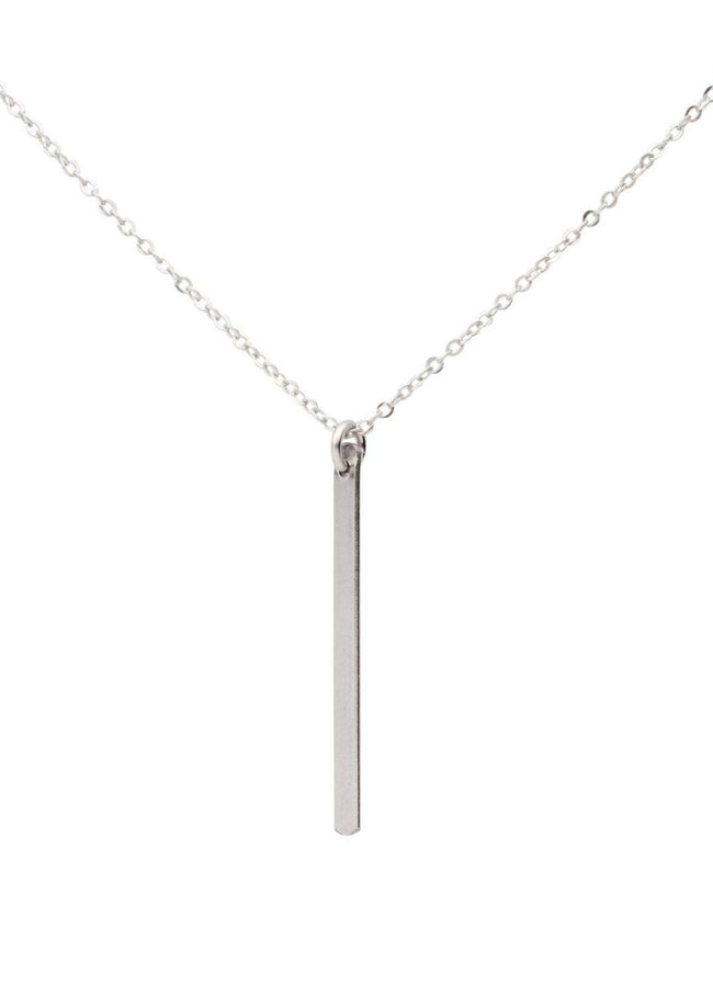Sleek Vertical Bar Necklace in Sterling Silver