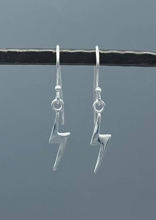 Dangle Lightning Bolt Earrings in Sterling Silver