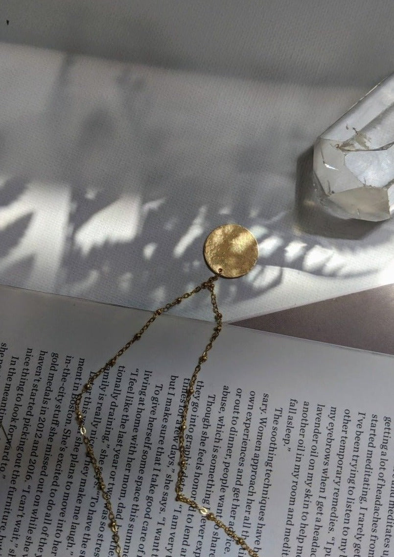 Gold Hammered Disc Necklace by Layer the Love