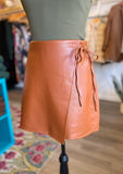 Faux Leather Wrap Skort
