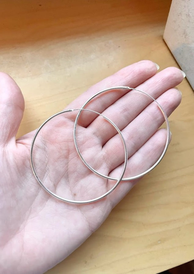 XL Sterling Silver Hoops